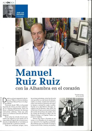 «Manuel Ruiz Ruiz, con la Alhambra en el corazón», semblanza de José Luis Delgado en la revista Alhóndiga, n.º 11 (2018)