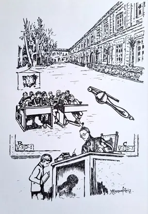Dibujos infantiles en el colegio de los Maristas de Granada. Años 50-60