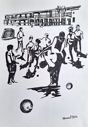 Dibujos infantiles en el colegio de los Maristas de Granada. Años 50-60