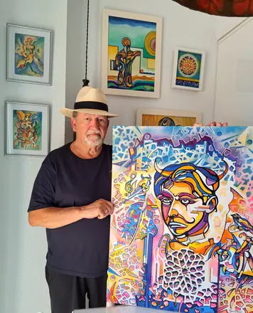 Con una de sus últimas pinturas sobre Lorca
