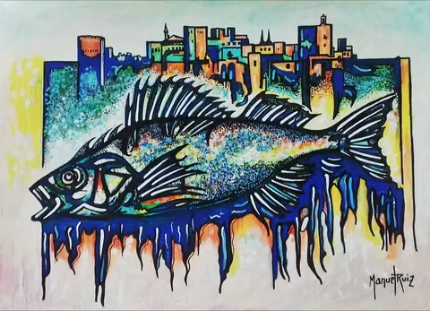 Pez fisóstomo depredador en una Alhambra sumergida, 2018