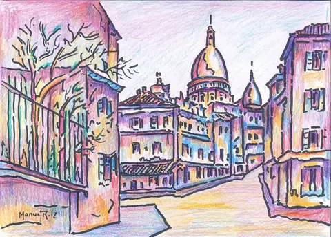 Apuntes de Montmartre y el Sacré-Cœur, 1977